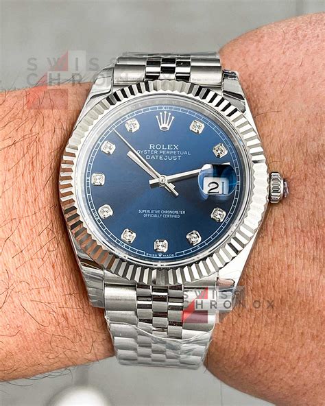 rolex watch diamond blue face|Rolex datejust 41 jubilee diamond.